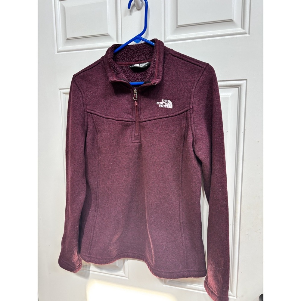 The North Face Womens Maggy Sweater Fleece 1/4 Zip Burgundy Large  NF0A2SVW